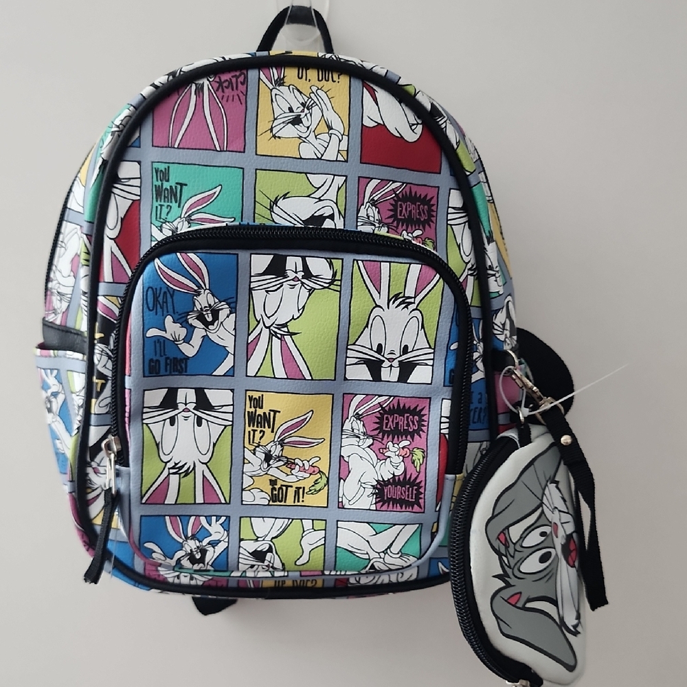 Warner Bros. Looney Tunes Navy and Cream Backpack Interior Label - Picture 1 of 6